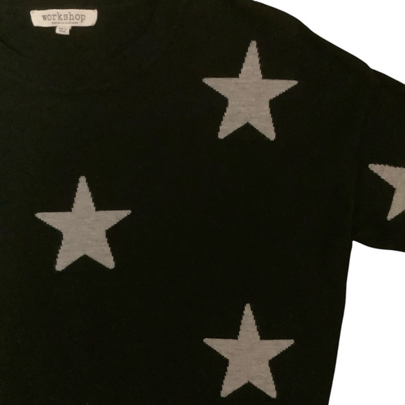 WORKSHOP REPUBLIC BLACK & GRAY LONG SLEEVE STARS & STRIPE SWEATER/ Size S - Picture 4 of 9